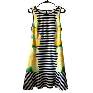 ELLE Black & White Striped Lemon Dress
